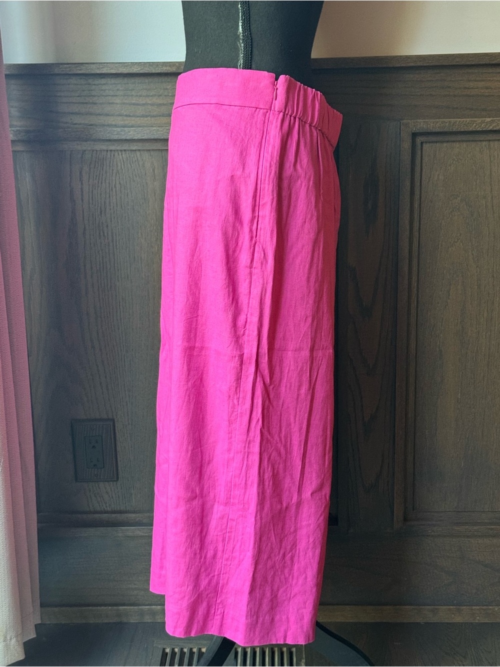 Ann Taylor Vibrant Pink Linen Blend Midi Skirt 12 NWT - Picture 2 of 6